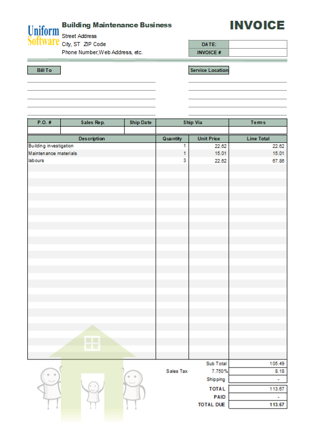 Building Maintenance Invoice Format