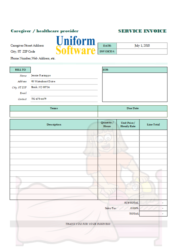 Caregiver Invoice Form