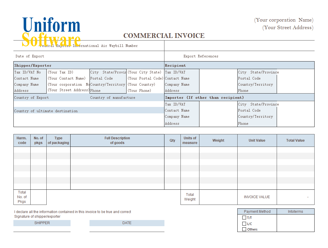 Commercial Template Sample: Complete Incoterms Option