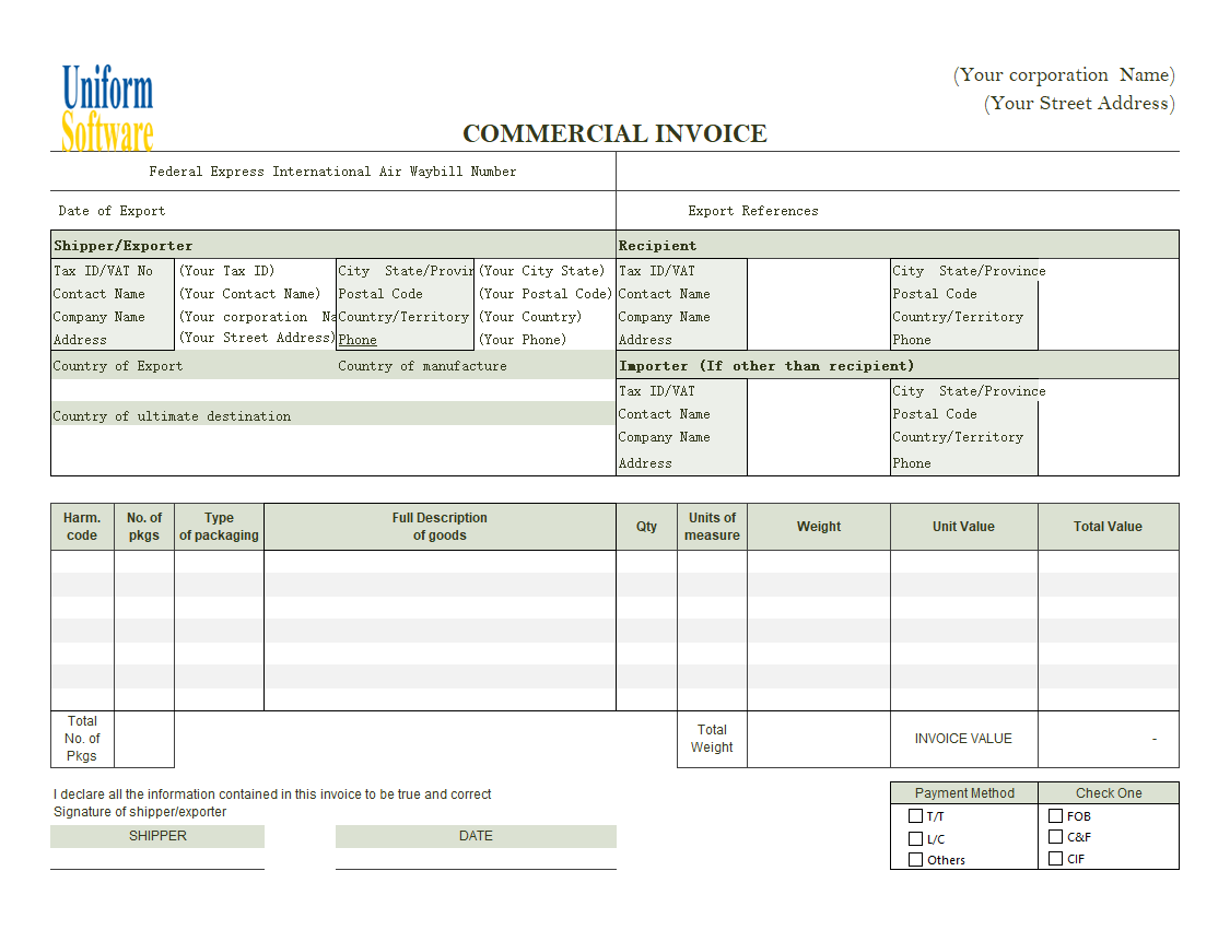 Commercial Template Sample: Using Payment Method Checkboxes