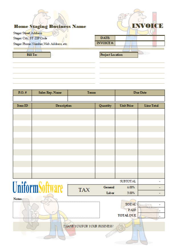 Home Staging Invoice Sample