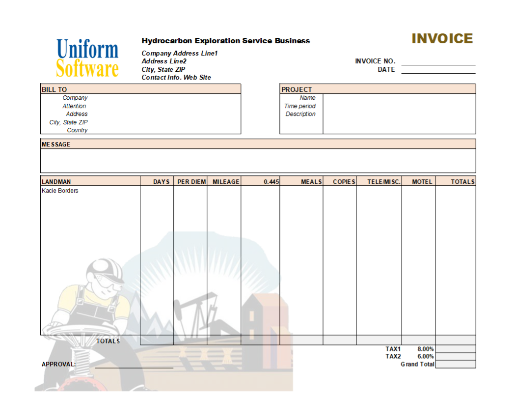 Oil and Gas Exploration Invoice