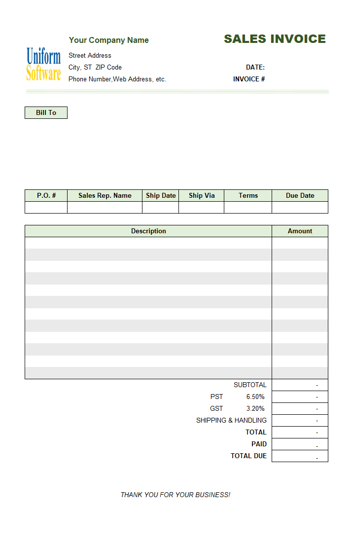 Sales Invoice (2 Columns, without Shipping)