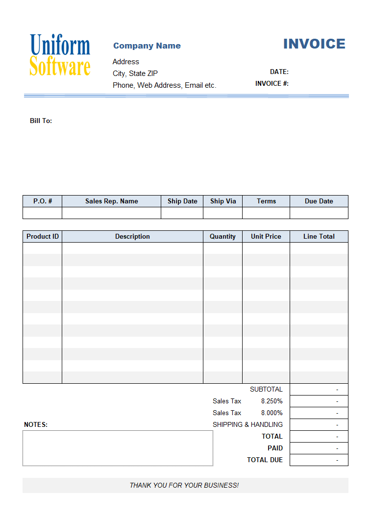 Service Invoice with Profit Calculation