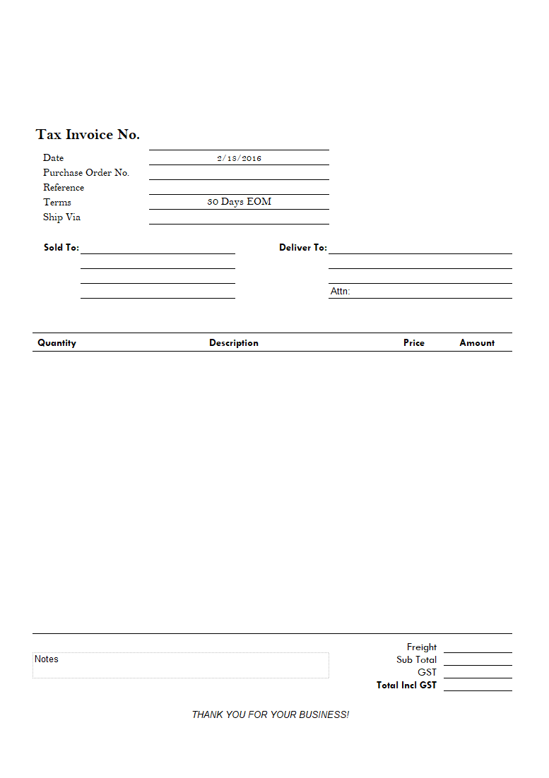 Simple Invoice for Letterhead Paper