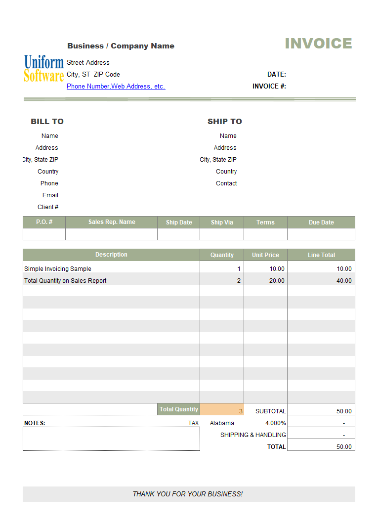 Simple Sample: Total Quantity on Sales Report