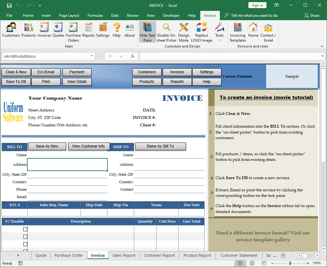 Invoice Manager for Excel software