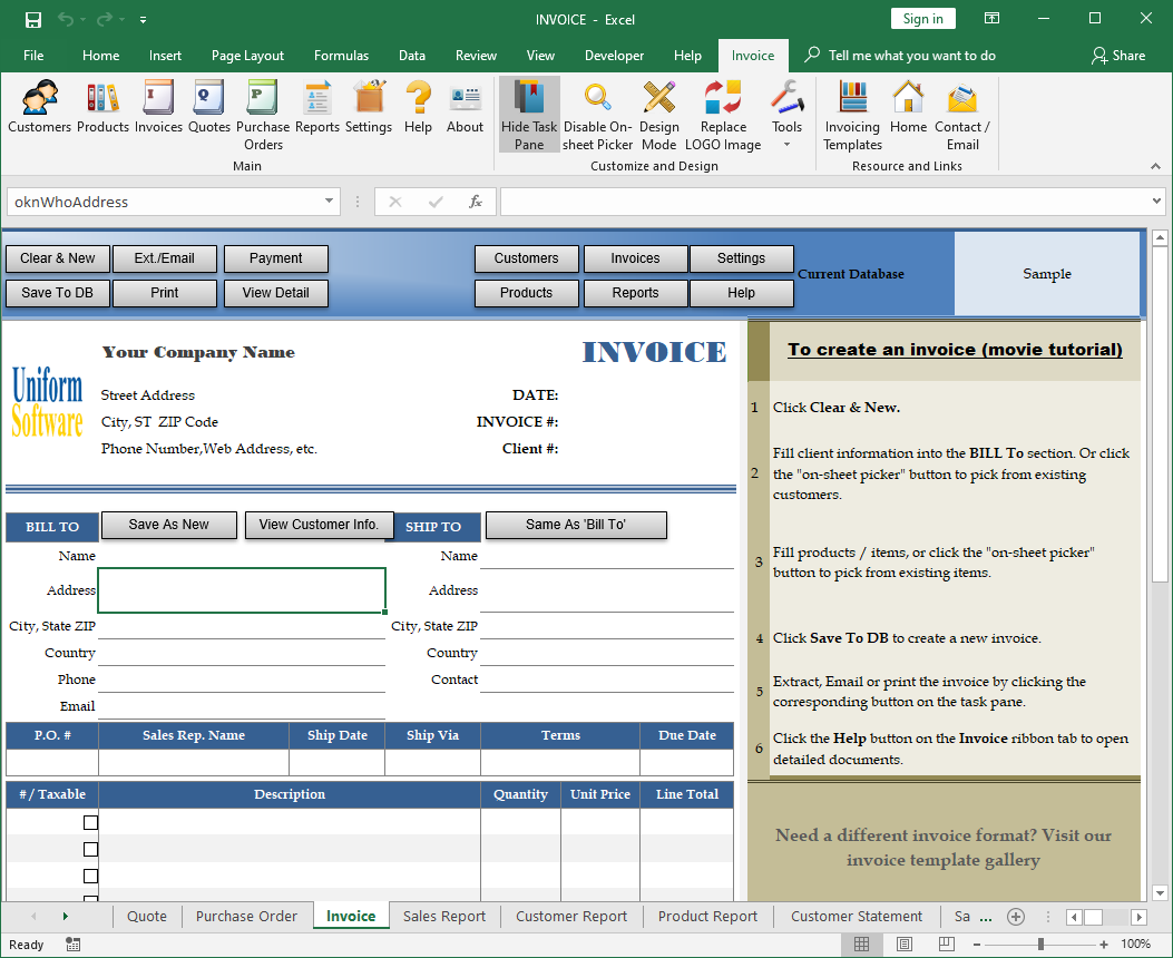 Windows 8 Invoice Manager for Excel full