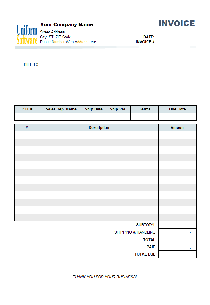 Generic Service Invoice Template screenshot