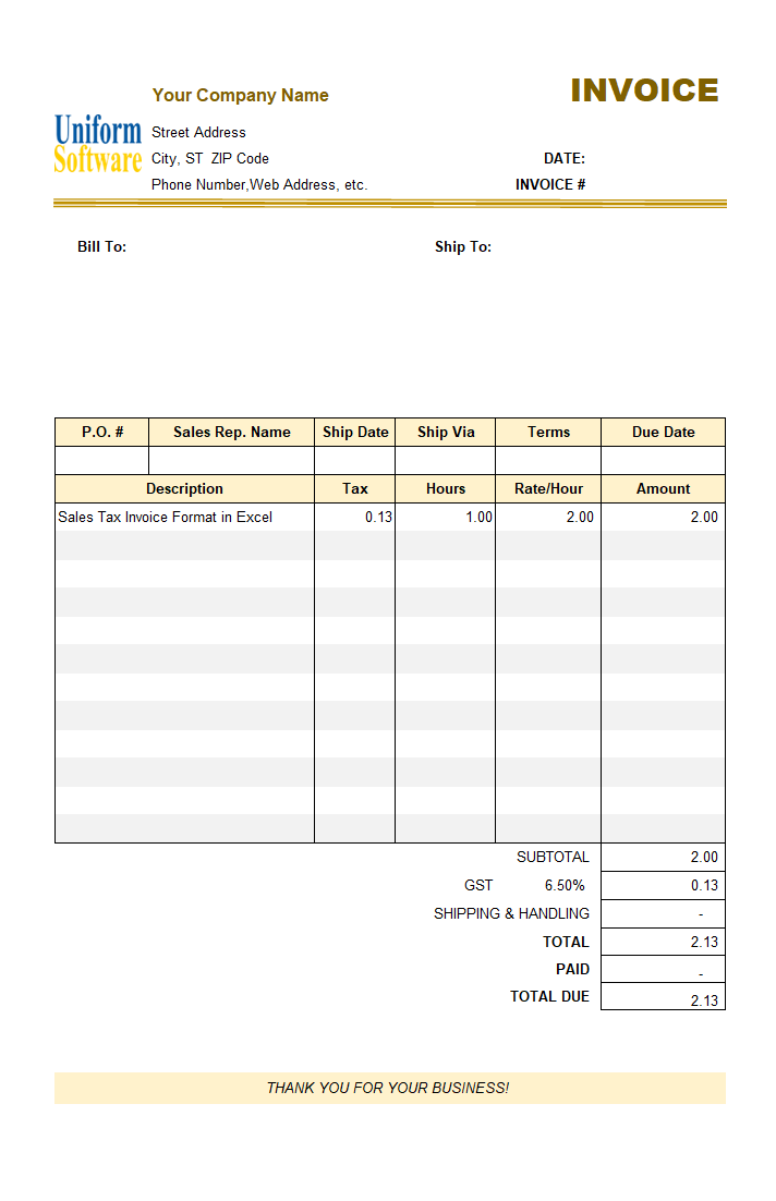 Sales Invoice Templates