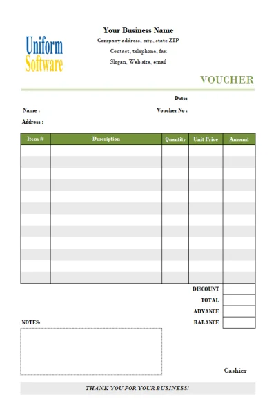 Payment Voucher for B5
