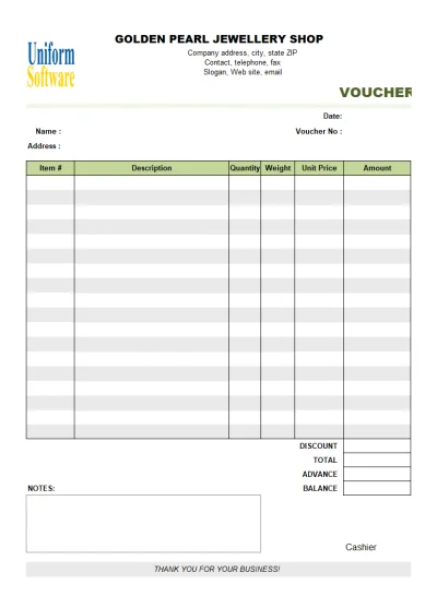 Payment Voucher Golden Shop
